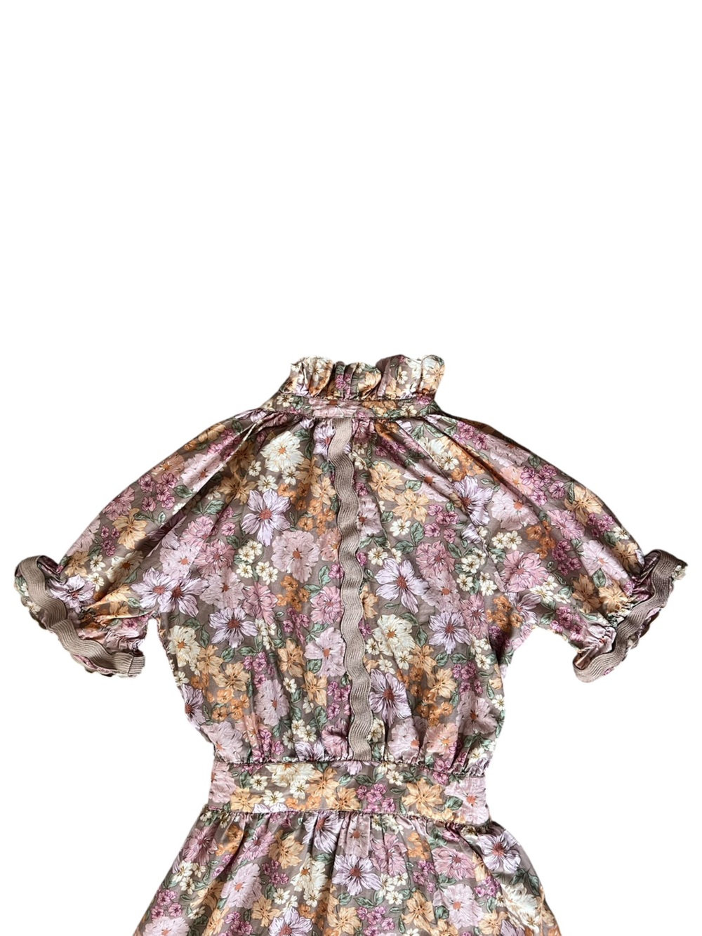 Anthropologie Sundays Evelyn Short Sleeve Dusk Floral Brown Mini Shirt Dress - Picture 7 of 11